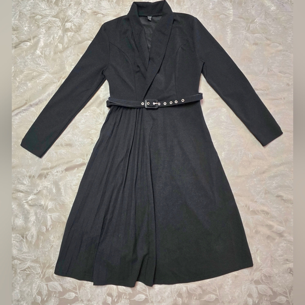 Shein French Style Collar Dress Mid Long Pleated Medium Ladies Elegant Whimsical